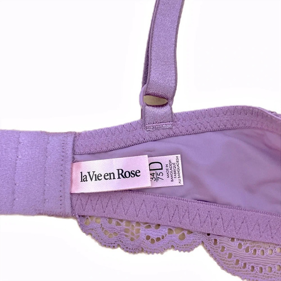 La Vie en Rose Lightly Lined lace bra Size 34D underwire Mauve NWT - Picture 6 of 8